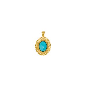 Handmade Yellow Gold 9kt Pendant with Turquoise