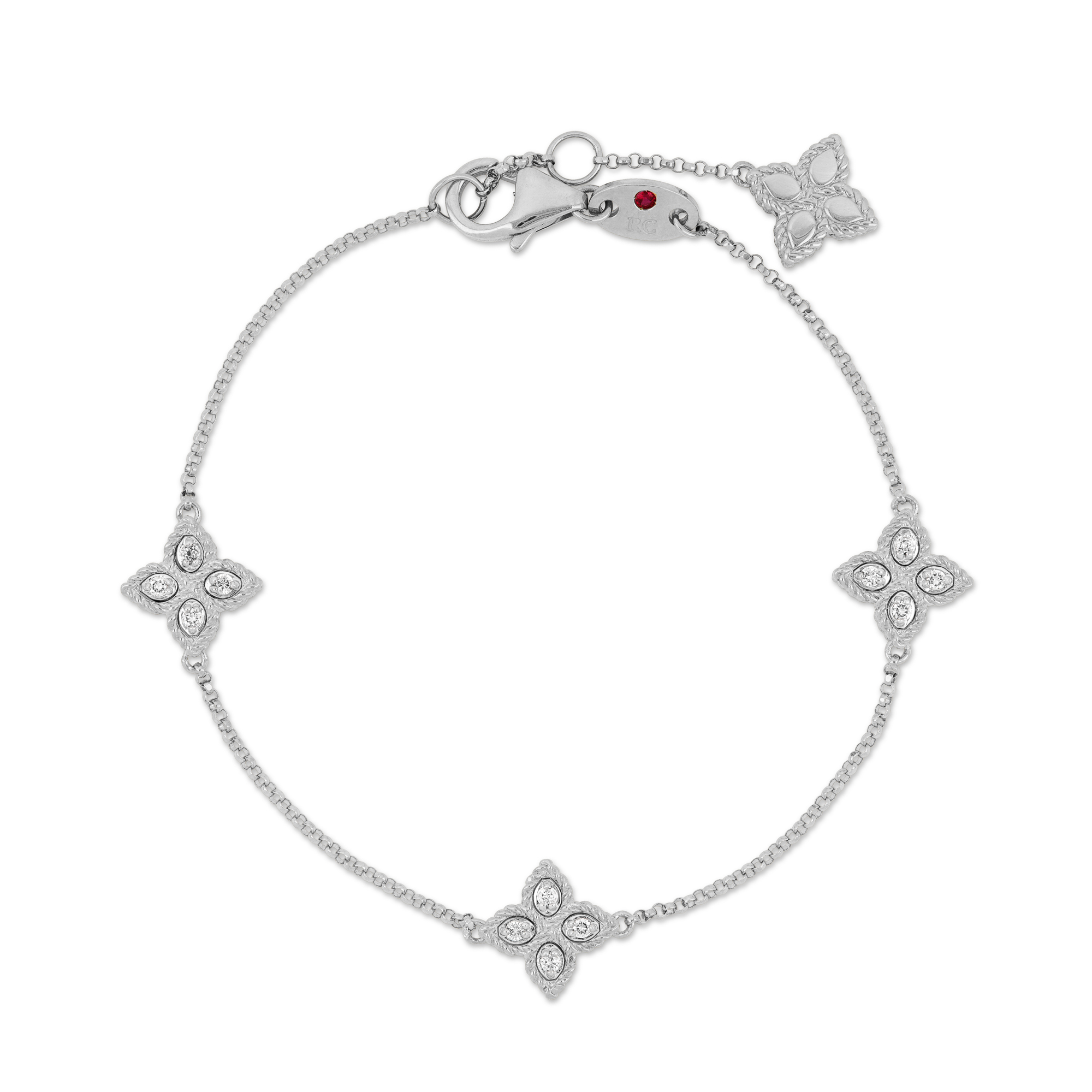 Roberto Coin Princess Flower White Gold Bracelet with Diamonds ...