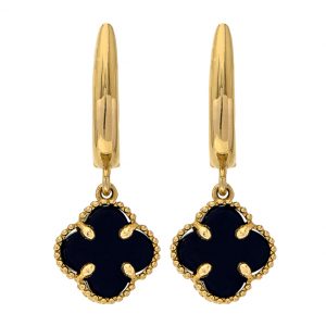 Yellow gold 9kt earrings with black onyx