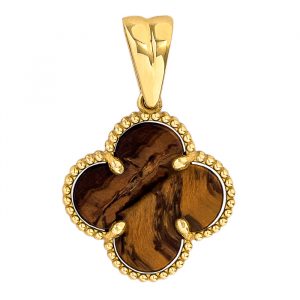 Yellow gold 9kt pendant with brown onyx