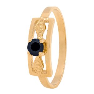 Yellow Gold 9kt Ring with Black Zirconia