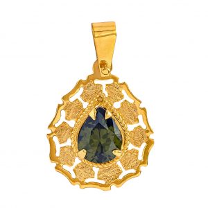 Handmade Pendant in Yellow Gold 9kt with Synthetic Peridot