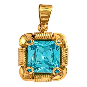 Handmade Yellow Gold 9kt Pendant with Synthetic Topaz