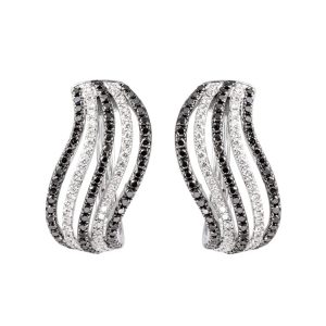 White Gold Earrings with White & Black Diamonds