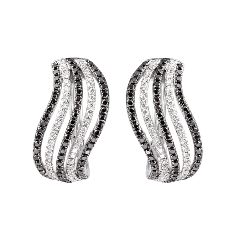 White Gold Earrings With White And Black Diamonds Michalis Diamond Gallery