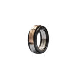 Baraka Explore Stainless Steel Ring with Black PVD, Rose Gold and Black Diamonds.