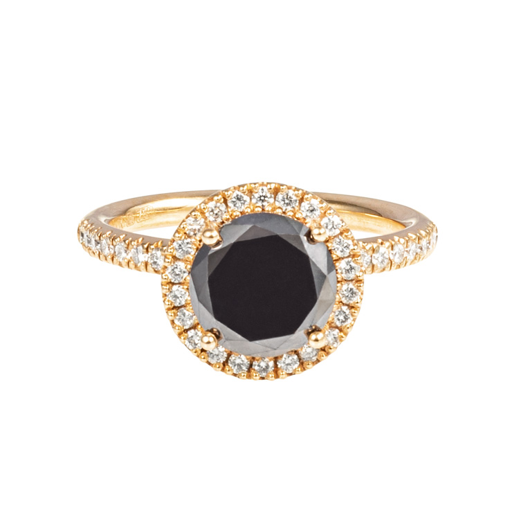 Rose Gold 18kt Ring with Black and White Diamonds - Michalis Diamond ...