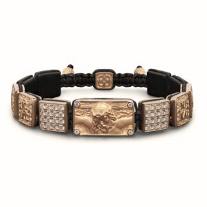 Anazo Crucified Jesus Rose Gold 18kt Bracelet with Diamonds and Onyx