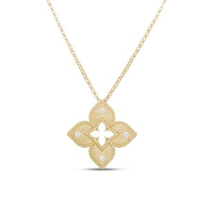 Roberto Coin Venetian Princess Yellow Gold Necklace with Diamonds