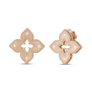 Roberto Coin Venetian Princess Rose Gold Earrings with Diamonds
