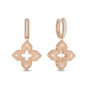 Roberto Coin Venetian Princess Rose Gold Earrings with Diamonds