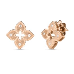 Roberto Coin Venetian Princess Rose Gold Earrings with Diamonds
