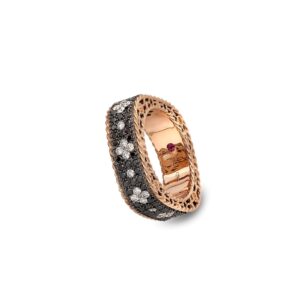 Roberto Coin Venetian Princess Rose Gold Ring with Black and White Diamonds