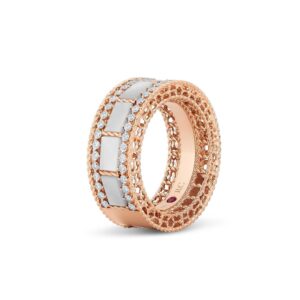 Roberto Coin Art Deco Rose Gold Ring with Mother of Pearl and Diamonds