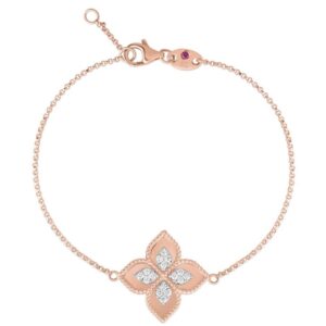 Roberto Coin Princess Flower Rose Gold Bracelet with Diamonds